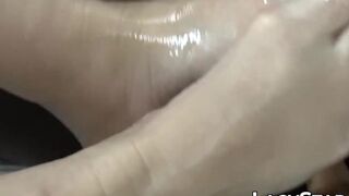LACY STAR - Naughty British granny gives footjob before titty fucking